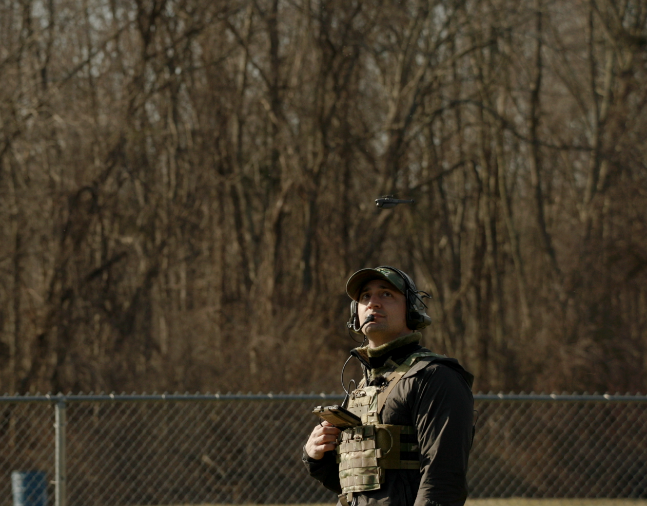 a person flying a drone